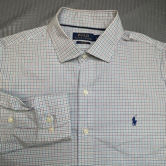 Polo Ralph Lauren Mens Large Non Iron Plaid Checkered Dress Shirt - Picture 1 of 9